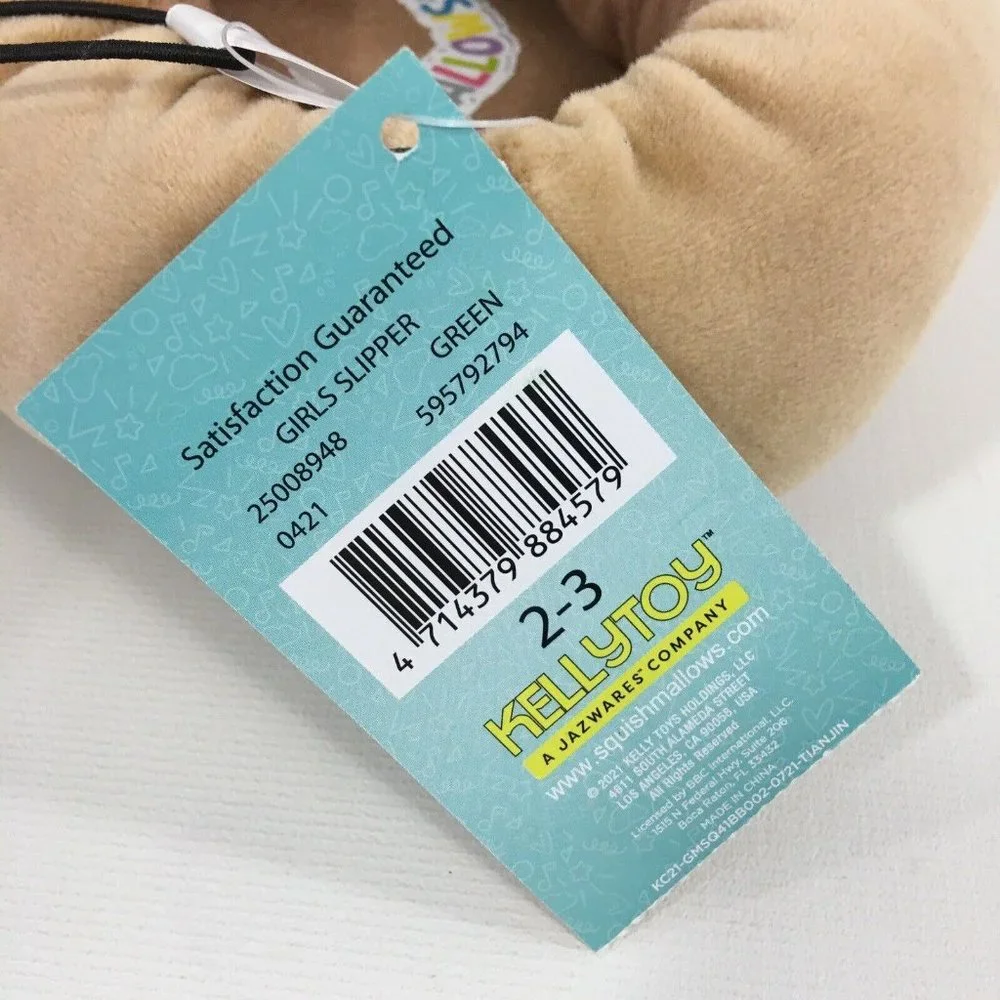 Squishmallows Girls Slippers Avocado Toast Size 2-3 Green